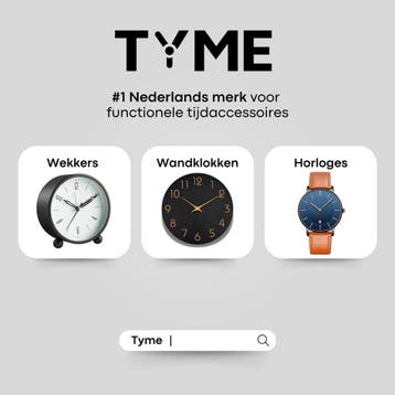 Tyme Wandklok Houten wijzers - 20cm Klok modern - Analoog -, Ophalen of Verzenden, Zo goed als nieuw