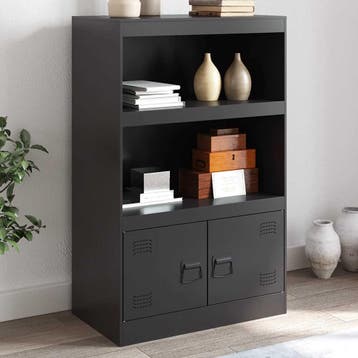 vidaXL Dressoir 67x39x107 cm staal zwart, Verzenden, Nieuw, 50 tot 100 cm, Metaal