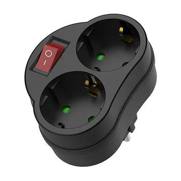 Doorvoerstekker 2V + RA + schakelaar + controlelamp zwart, Verzenden, Nieuw, Overige fittingen