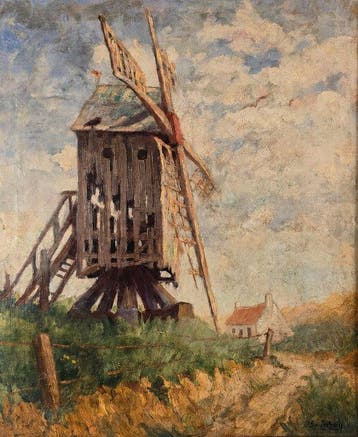 Europese school (XX) - Windmill in a Rural Landscape, Antiek en Kunst, Kunst | Schilderijen | Klassiek