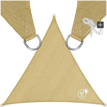 Polyethyleen zonneluifel driehoekig beige - 6 x 6 x 6 m, Tuin en Terras, Verzenden, Nieuw
