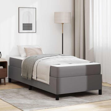 vidaXL Bedframe met matras Grijs 80 x 200 cm Stof, Verzenden, Nieuw, Grijs, Stof