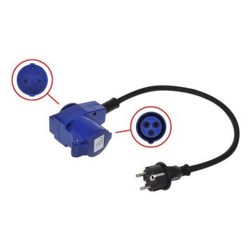 ProPlus Verloopkabel - 40 cm - Schuko naar haakse CEE - I..., Doe-het-zelf en Verbouw, Elektra en Kabels, Ophalen of Verzenden
