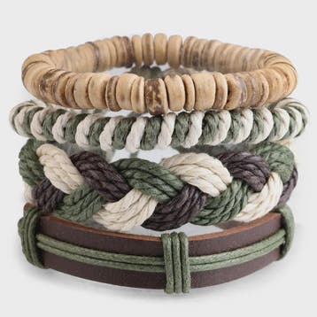 Heren Leren Armbanden Set - Viking, Gothic & Punk Stijl - Mu