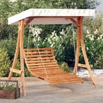 vidaXL Schommelbed met luifel vurenhout met teak afwerking, Verzenden, Nieuw, Hout