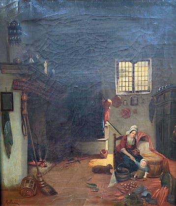 Hendrik van den Eeden (XIX) - Scène dintérieur hollandais –