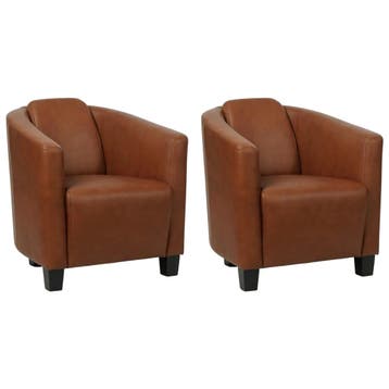 Set van 2 Leren fauteuils Press - Massif Armagnac, Nieuw, Ophalen of Verzenden, 50 tot 75 cm, Leer