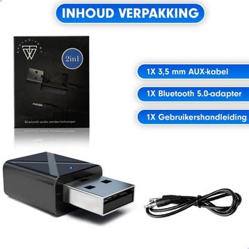 2-in-1 Bluetooth 5.0 Zender &amp; Ontvanger – Tweedekansje, Ophalen of Verzenden, Zo goed als nieuw