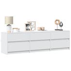 vidaXL Tv-meubel met LED 180x34x50 cm bewerkt hout wit, Verzenden, Nieuw, Overige houtsoorten