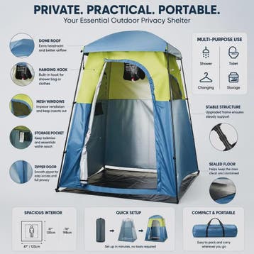 Draagbare Camping Douche- en Kleedtent - Privacy en Gemak vo, Verzenden, Nieuw