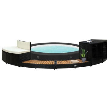 vidaXL Spa-ombouw poly rattan en massief acaciahout zwart, Verzenden, Nieuw