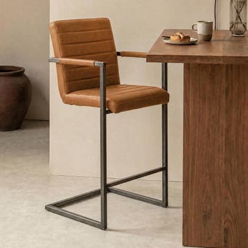 *WOONWINKEL* Stoere Barstoel Industrieel Bull Cognac, Verzenden, Nieuw