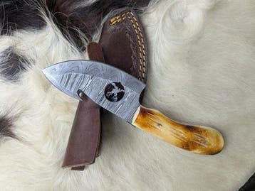 Keukenmes - Handgemaakt Damascus Skinner-mes, breed, met