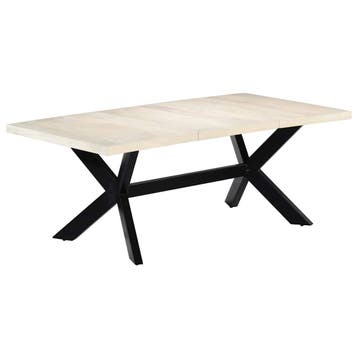 vidaXL Eettafel 200x100x75 cm massief mangohout wit, Huis en Inrichting, Verzenden, Nieuw