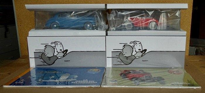 1:24 - Modelauto (2) - Morris / Peugeot - Tintin: De Zwarte, Boeken, Strips | Comics