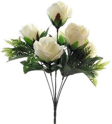 Zijden Rozen met Gips en Blad Wit Boeketje 33 cm, Ophalen of Verzenden, Nieuw