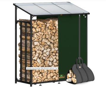 Brandhoutrek Antraciet 198x163x70cm met zeil + tas, Verzenden, Nieuw