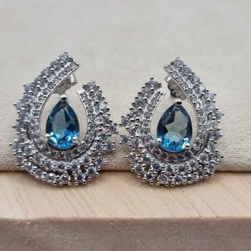 Zonder minimumprijs - Oorbellen Zilver - 1.80ct. tw. Topaas, Sieraden, Tassen en Uiterlijk, Nieuw