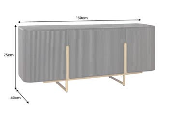 Dressoir GATSBY 160cm retrostijl mango zwart goud, Huis en Inrichting, Kasten | Dressoirs, Ophalen of Verzenden, Nieuw