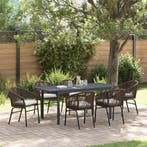 vidaXL Tuin eettafelset 7 pcs Bruin poly rattan, Verzenden, Nieuw, Rotan, 7 zitplaatsen