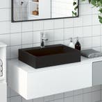 vidaXL Wastafel 50x38x11 cm gegoten mineraal/marmer matzwart, Verzenden, Nieuw