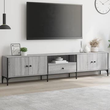 vidaXL Tv-meubel met lade 200x25x44 cm bewerkt hout grijs, Verzenden, Nieuw, Overige houtsoorten