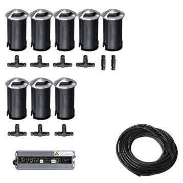 8x LED tuinpad spot - 12V - 3 kanten - 41mm - complete set, Ophalen of Verzenden, Nieuw