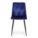 Modern Home Set van 4 Gewatteerde Fluwelen Stoelen Blauw -, Huis en Inrichting, Stoelen, Ophalen of Verzenden, Nieuw