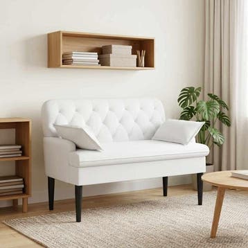 vidaXL Loungebank met knopencomfort Wit 111 x 68 x 80 cm, Verzenden, Nieuw, Stof, Minder dan 150 cm