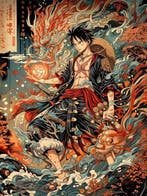 daveY - Luffy The Dragon Spirit – Opera in stile Ukiyo-e, Nieuw