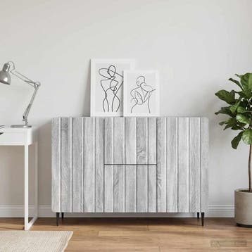 vidaXL Dressoir met lade Grijs sonoma 89 x 34,5 x 62 cm, Huis en Inrichting, Verzenden, Nieuw, Overige houtsoorten, Minder dan 50 cm