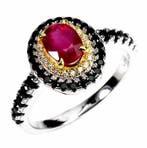 Zonder minimumprijs - Ring Zilver Robijn - Spinel, Sieraden, Tassen en Uiterlijk, Ringen, Nieuw