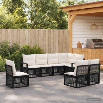 vidaXL Tuinbankenset 8 st Zwart poly rattan, Verzenden, Nieuw, 8 zitplaatsen
