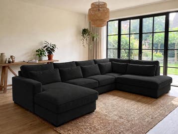 U-Bank Naaldwijk-Express - u-banken - Zwart, Nieuw, 150 cm of meer, Stof, 300 cm of meer