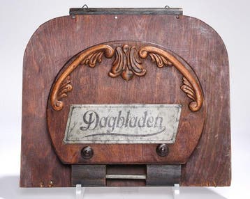 Tijdschriftenhouder - Antieke houten wandkranthouder, Antiek en Kunst