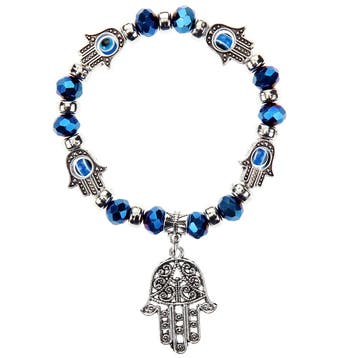 Fako Bijoux - Kralenarmband - Hamsa - Blauw, Verzenden, Nieuw