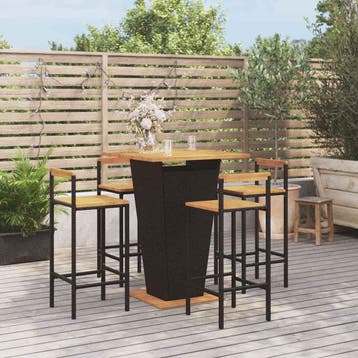 vidaXL 5-delige Tuinbarset poly rattan en massief acaciahout, Verzenden, Nieuw, 4 zitplaatsen