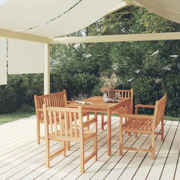 vidaXL 5-delige Tuinset massief teakhout, Verzenden, Nieuw, Teakhout, Tuinset