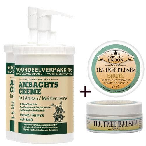 2x Ambachtscreme 1000ml + 1 x Tea Tree balsem 75ml, Sport en Fitness, Gezondheidsproducten en Wellness, Verzenden