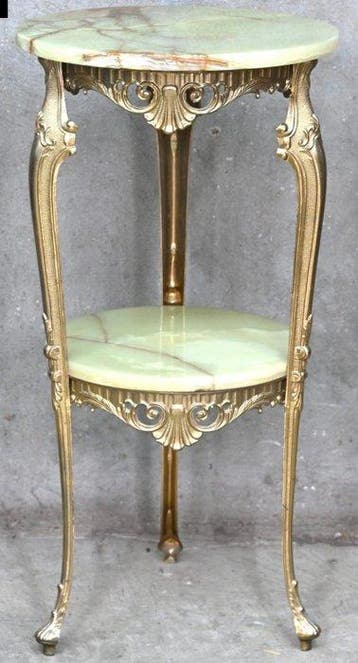 Bijzettafel - Messing, Brons, Onyx
