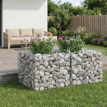 vidaXL Gabion Verhoogd Bed Zilverkleurig, Tuin en Terras, Verzenden, Nieuw, IJzer