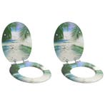 vidaXL Zachte sluit toiletbril 2 pcs Groen 44 x 38 cm, Verzenden, Nieuw