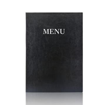 A4 Menumap voor 2 menukaarten - Zwart - Bedrukt met MENU...