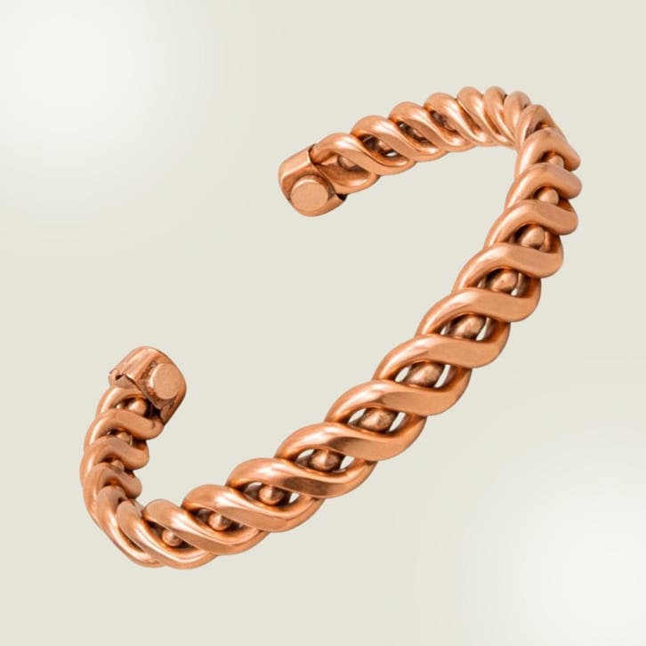 Koperen gezondheids-klemarmband gevlochten, met 2 magneten, Sieraden, Tassen en Uiterlijk, Armbanden, Ophalen of Verzenden