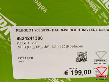 Peugeot 208 2019+ Dagrijverlichting LED L Nieuw 9824241380, Ophalen, Nieuw, Peugeot