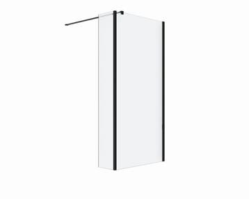 Douchewand met zijwand Silvo Melkglas Mat Zwart, Verzenden, Nieuw