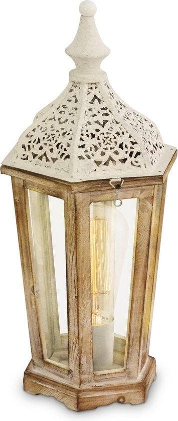 EGLO Vintage - Tafellamp - 1 Lichts - Patina Wit - Helder Gl, Verzenden, Nieuw
