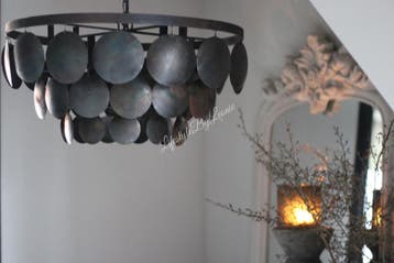 Metalen schijfjes hanglamp Old black incl fitting 60 cm, Huis en Inrichting, Ophalen of Verzenden, Nieuw