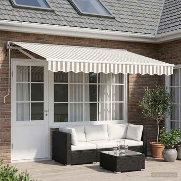 vidaXL Elektrisch Uittrekbaar Zonnescherm Lichtgrijs en wit., Tuin en Terras, Zonneschermen, Verzenden, Nieuw