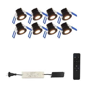 Frano Led Inbouwspot Zwart Veranda - 8 Stuks, Overige materialen, Minder dan 50 watt, Accu, Nieuw